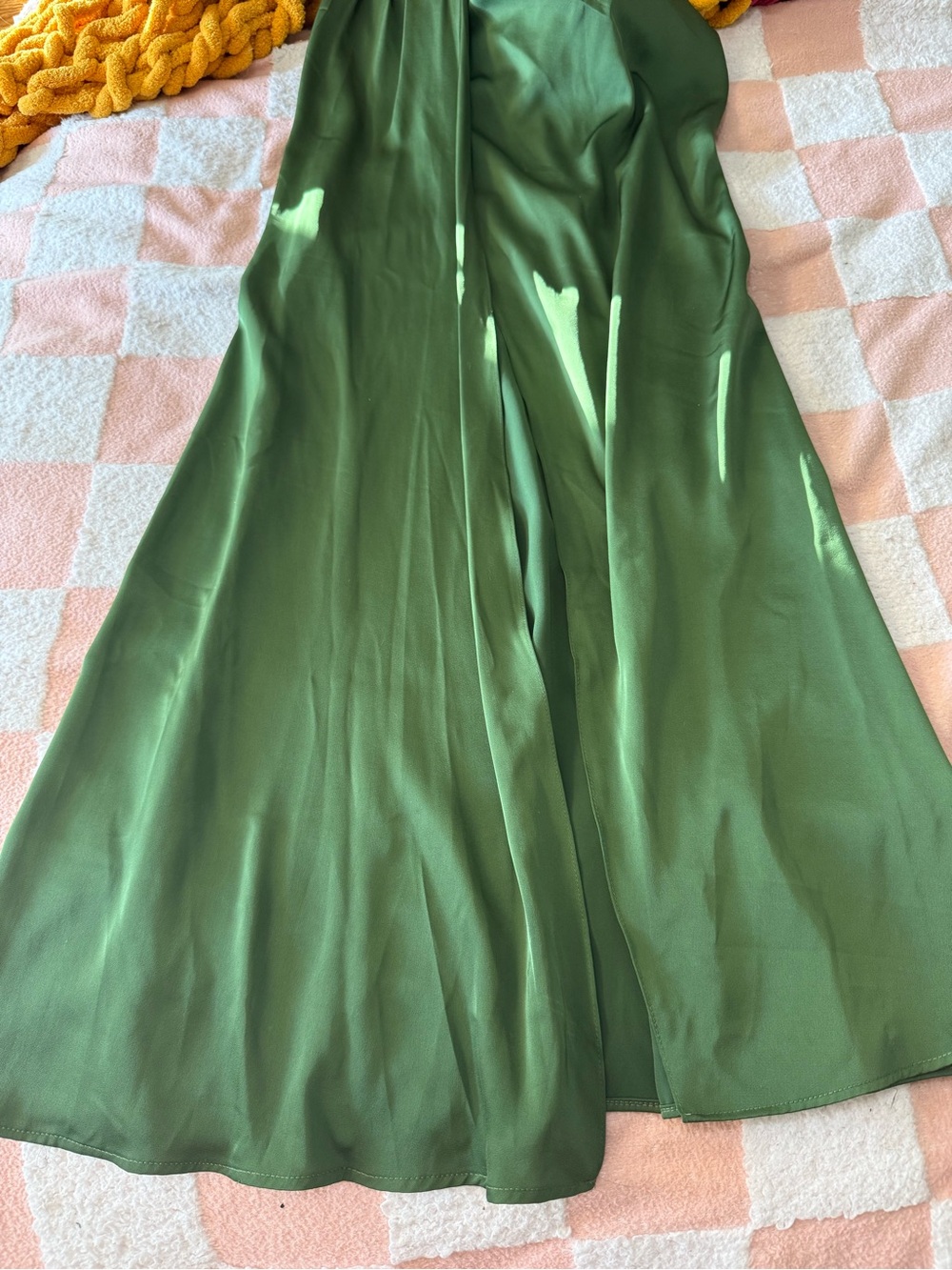 Azazie Olive One-Shoulder Satin Gown - Picture 5 of 8